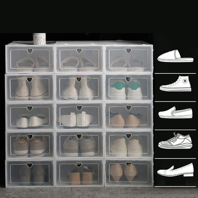 SABUIDDS Schuhboxen 20er Set Schuhkartons Durchsichtig Schuhaufbewahrung mit Deckel Aufbewahrungsbox