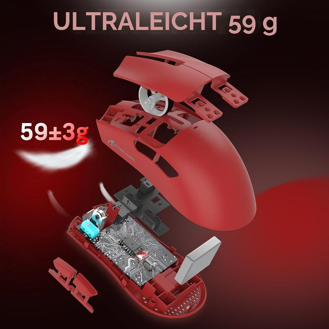 LexonElec x Attack Shark X11 Kabellose Gaming-Maus mit RGB Magnetische Ladestation, PixArt PAW3311-S