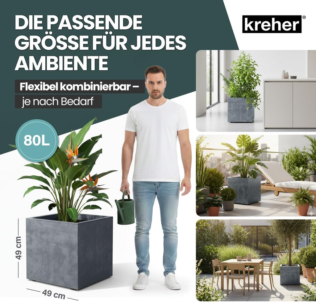 Kreher XL Pflanzkasten Millennium in verschiedenen Formaten und Farben. Tolle Naturstein Optik in Br