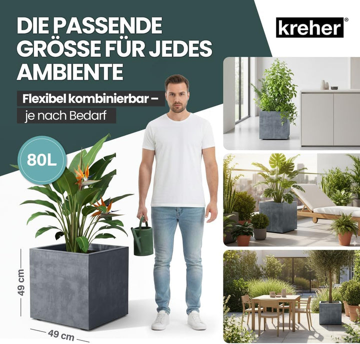Kreher XL Pflanzkasten Millennium in verschiedenen Formaten und Farben. Tolle Naturstein Optik in Br