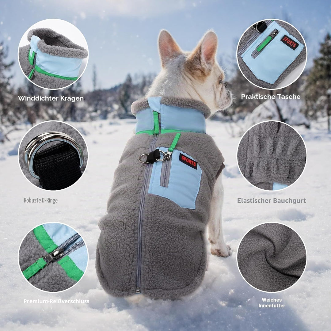 FEimaX Warme Hundemantel Winddichte Haustier Winter Fleece Hundejacke Winterweste mit D-Ring Hundekl
