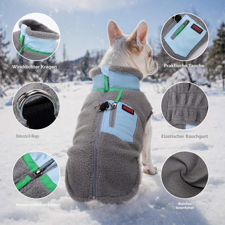 FEimaX Warme Hundemantel Winddichte Haustier Winter Fleece Hundejacke Winterweste mit D-Ring Hundekl
