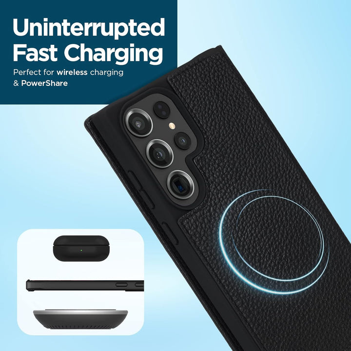 Case-Mate Wallet Echtleder Bookcase kompatibel mit Samsung Galaxy S23 Ultra Hülle Leder [3,6 m Falls