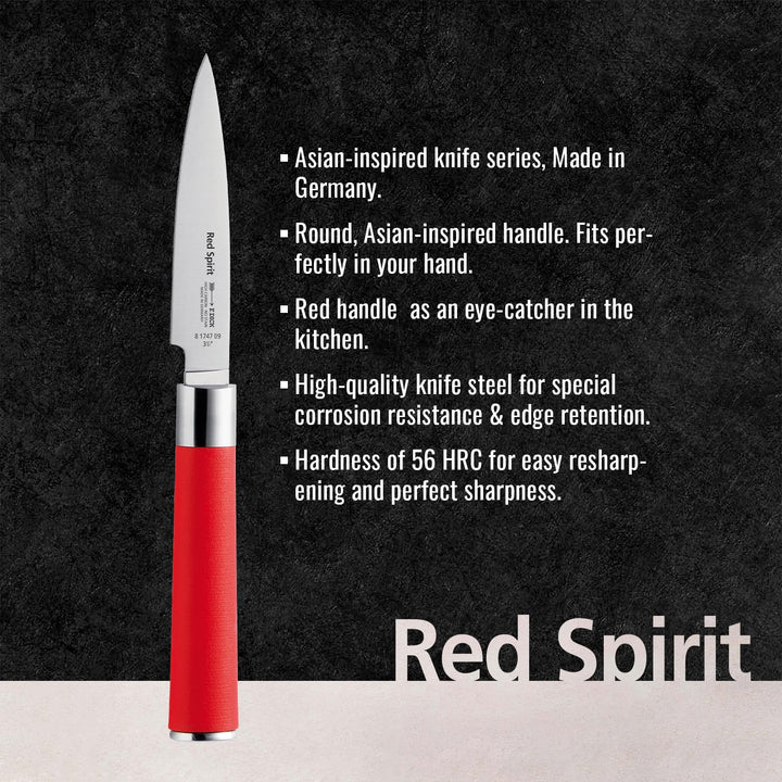 F. Dick Officemesser, Red Spirit (Messer mit Klinge 9 cm, X55CrMo14 Stahl, nichtrostend, 56° HRC) 81