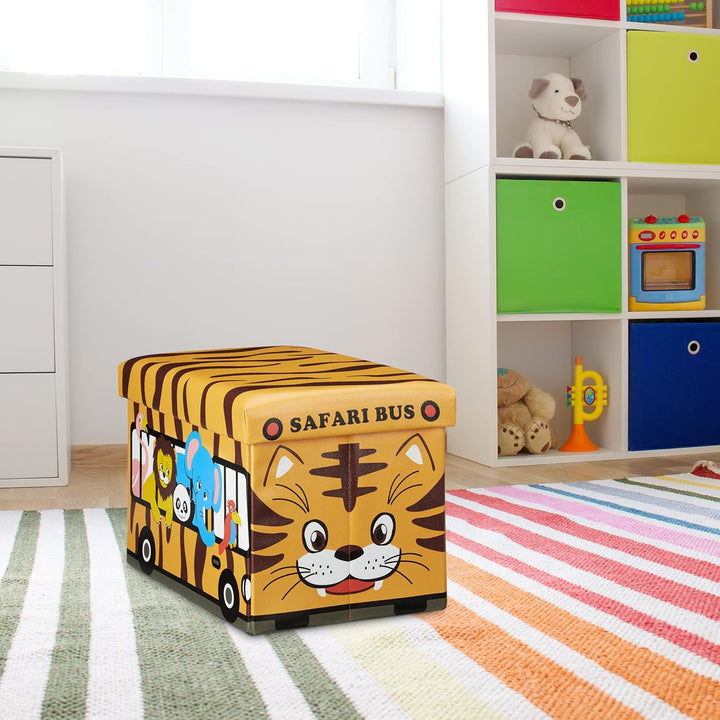 Relaxdays Faltbare Spielzeugkiste Tiger HBT 32 x 48 x 32 cm stabiler Kinder Sitzhocker als Spielzeug