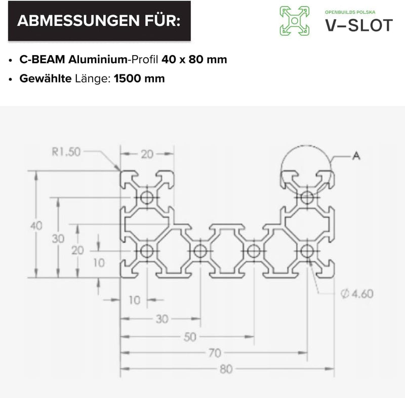 C-BEAM V-Nut Aluminiumprofil 200-1500mm für CNC für 3D-Drucker V-SLOT T-förmiges Profil, Profil für