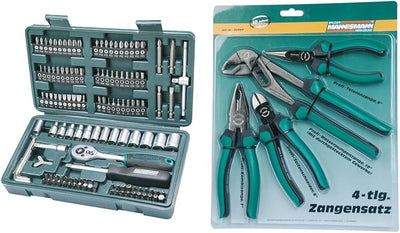 Mannesmann 130-tlg. Steckschlüssel- und Bitsatz, M29166 & Brüder Mannesmann Zangensatz 4-tlg., M1099