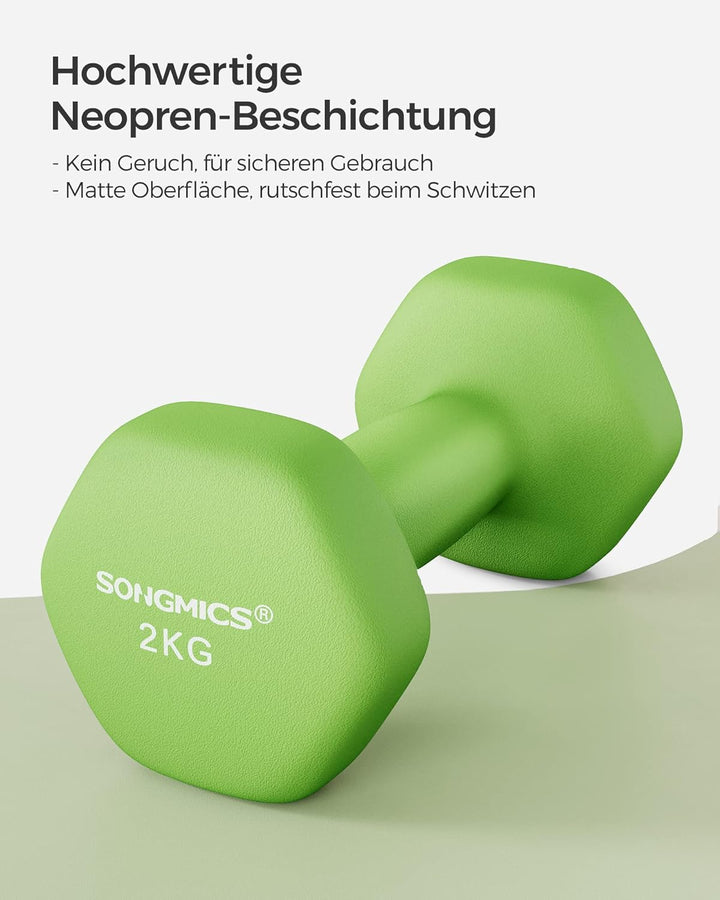SONGMICS Hanteln, 2er Set,Hantelset, Kurzhanteln, Hexagon, Neopren-Beschichtung, Krafttraining, Work