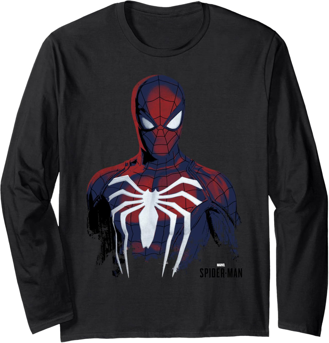 Marvel Spider-Man Game Grunge Portrait Langarmshirt
