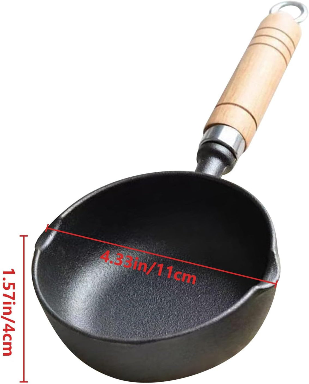 Gusseisen Schmelztopf, 11cm Mini Antihaft Topf Gusseisen, Pfanne Eier Bratpfanne mit Holzgriff, Öl H