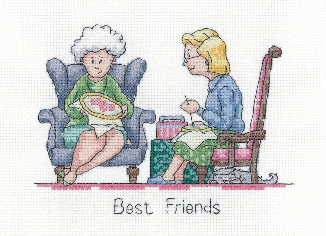 Heritage Kreuzstich Set Aida "Beste Freunde", Zählmuster, GYBF1583-A, 16x12cm
