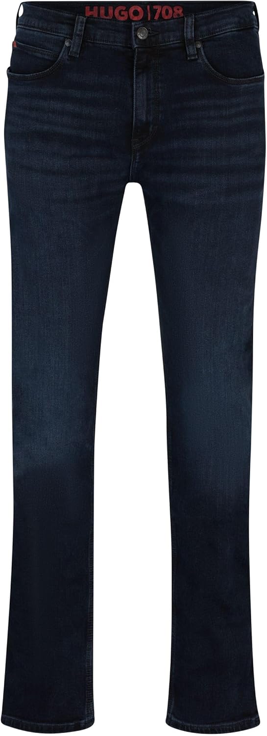 HUGO Herren 708 Slim-Fit Jeans aus schwarzblauem Stretch-Denim 38W / 32L Navy410, 38W / 32L Navy410
