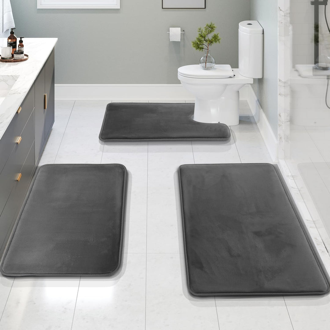 Clara Clark Rutschfester Rückstellschaum Set of 3 - Small/Large/Contour grau 3 Piece - 20 x 32 / 17