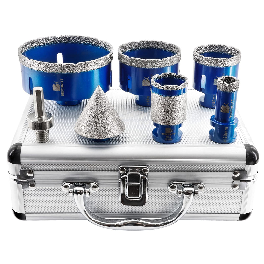 Diamantbohrer Fliesenbohrer Set - 20/35/50/68/100mm Diamantbohrer & 50mm Diamant-Fasenbohrer ein Ada