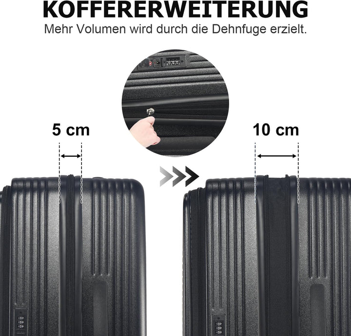Erweiterbares Hartschalenkoffer Set, mit deutschem Polycarbonat hergestellt, 3-teilig, Spezielles Fr