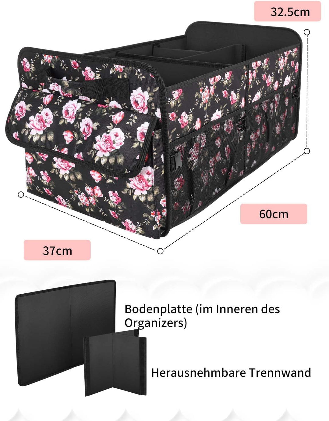 YOHOOLYO Kofferraum Organizer Faltbar 72L Auto Kofferraumtasche unterstützt 35 kg 600D Oxford-Gewebe