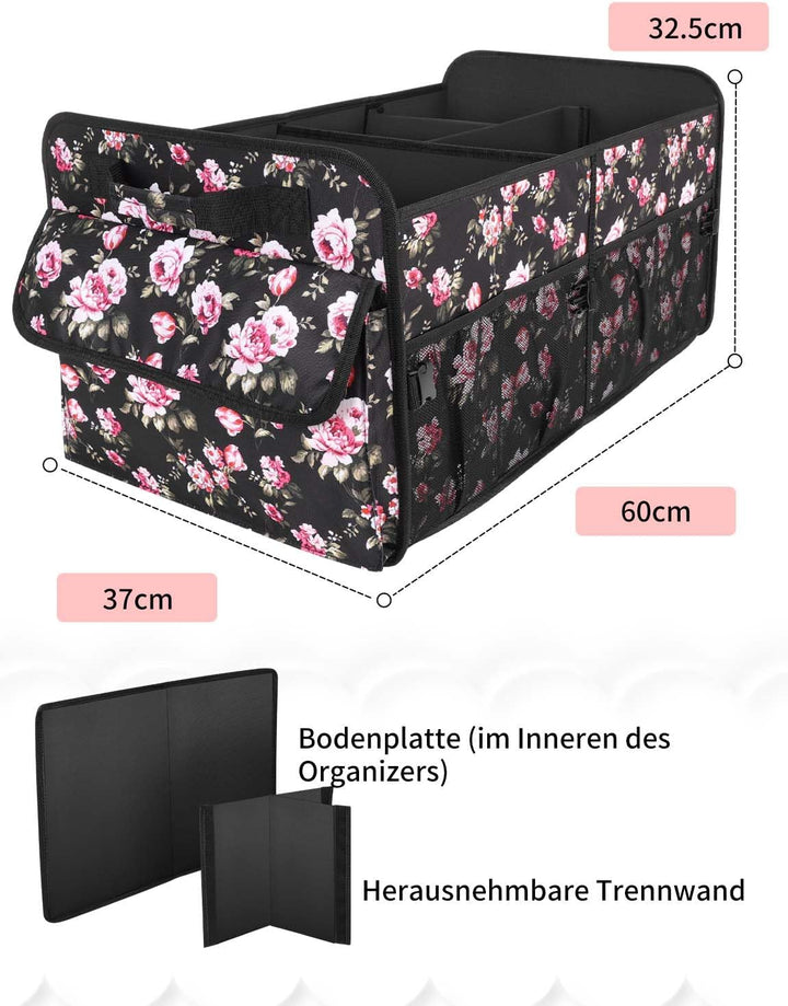 YOHOOLYO Kofferraum Organizer Faltbar 72L Auto Kofferraumtasche unterstützt 35 kg 600D Oxford-Gewebe