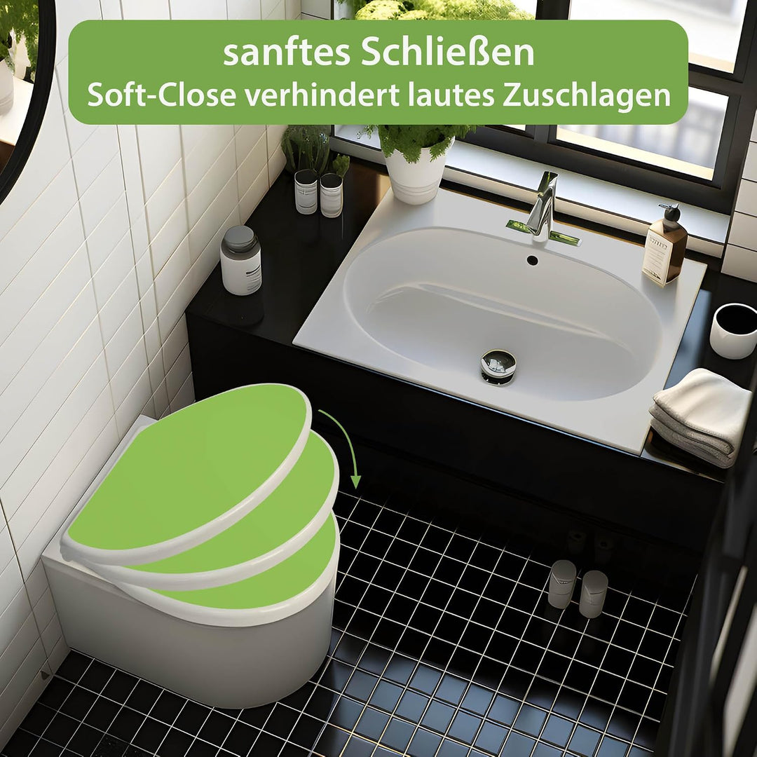banjado Toilettendeckel mit Absenkautomatik 44,5x37cm - Soft Close Toilettensitz - WC Sitz mit Absen