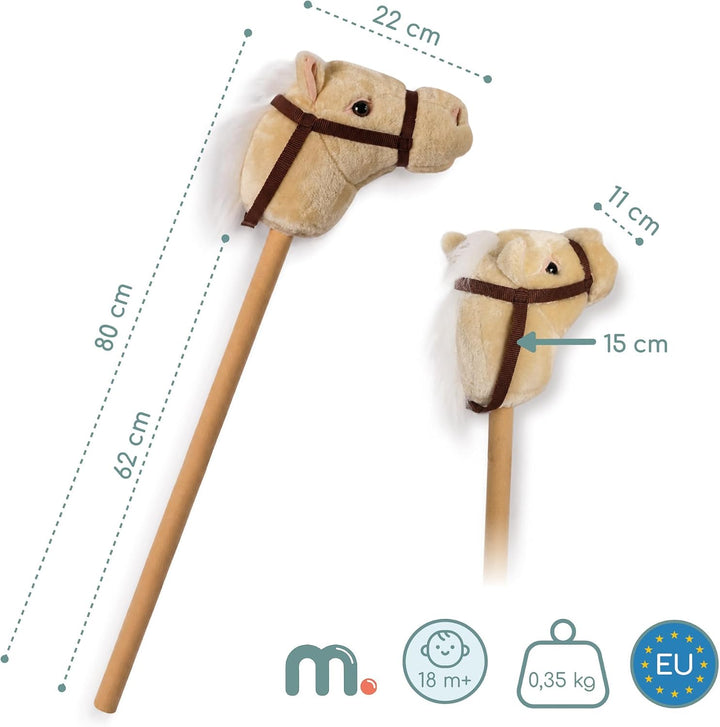 Mamabrum Hobby Horse - beiges Steckenpferd für Kinder, 80 cm | Beige - 80 cm