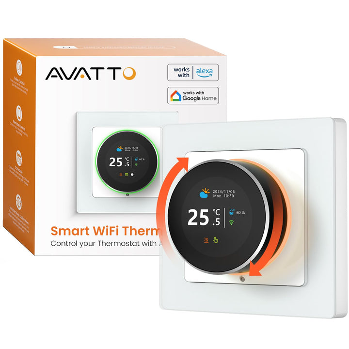 AVATTO Thermostat für Wasser Fussbodenheizung,55 x 55 Standard, Smart WiFi Thermostat Programmierbar