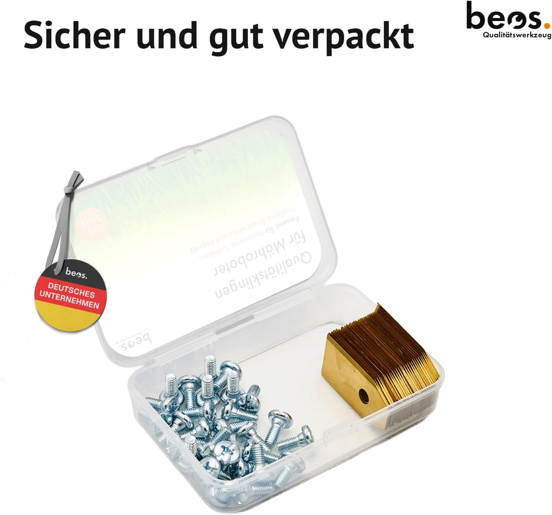 BEOS 30 x Premium Titan Ersatzmesser + Schrauben - Ersatzklingen für Premiummarken Husqvarna, Garden
