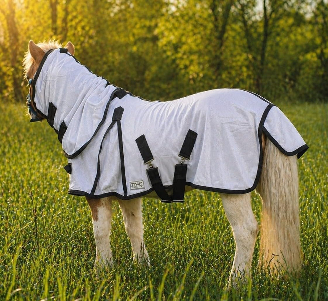 Fliegendecke + Halsteil, abnehmbar Netz fest 65 70 75 80 85 90 95 100 cm Minishetty Falabella Shetty