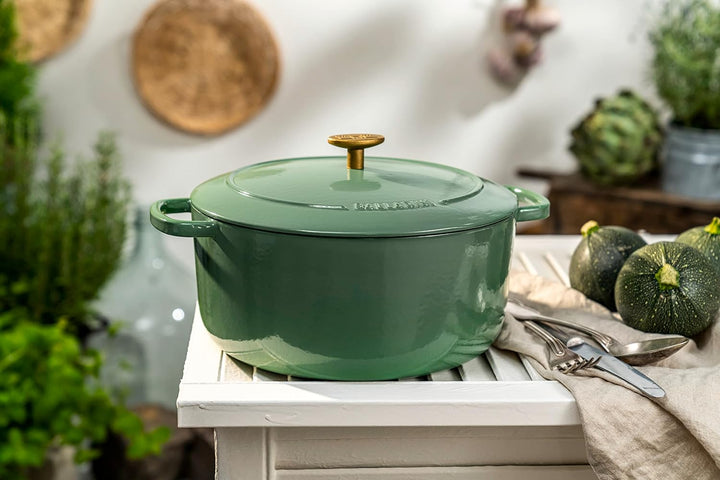 BALLARINI Bellamonte Auflaufform, Bräter, Dutch Oven, Emailliertes Gusseisen, Rund, 28cm, 7,0 L, Grü