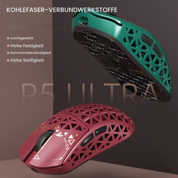 ATTACK SHARK R5 Ultra Carbonfaser Gaming-Maus, 39g Superlight, 8000Hz Kabellose Mouse, 42000 DPI, PA
