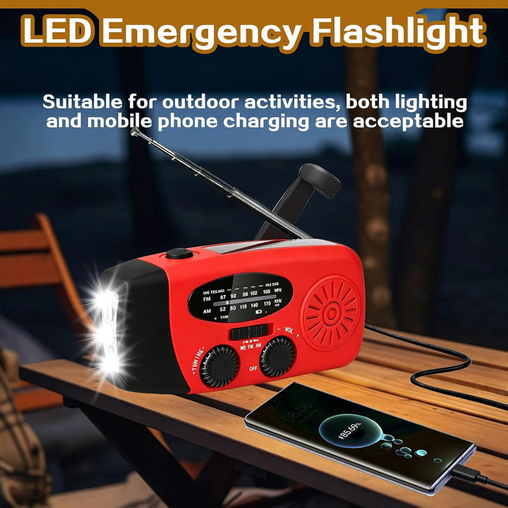 Kurbelradio Notfallradio Solar LED Taschenlampe Radio Power Bank 600mAh AM/FM Batteriebetrieben mit