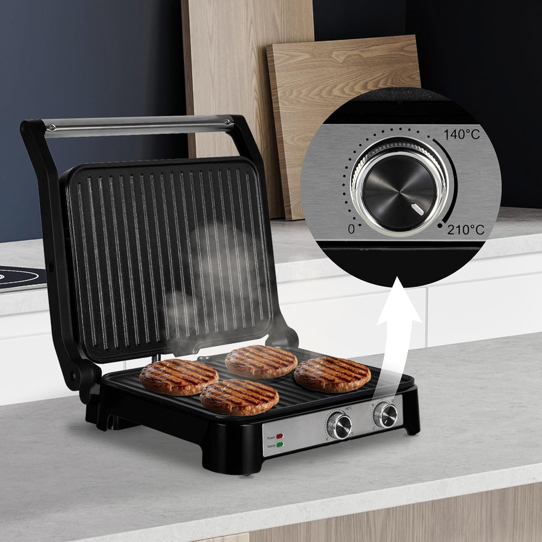 ZEEGMA GRILL CHEF BASE CONTROL 2-in-1 Elektro-Kontaktgrill und Toaster für Paninis, Toast, Steaks, 2