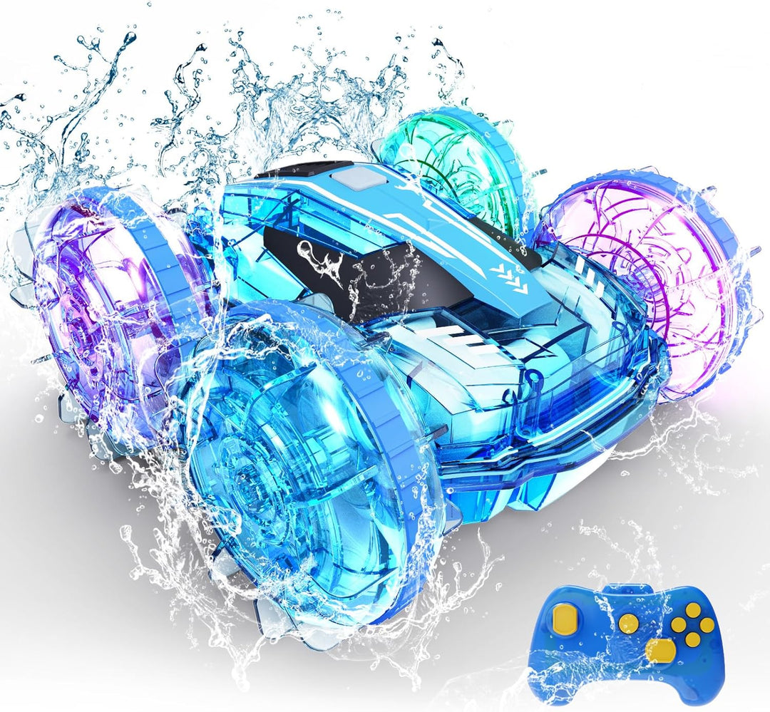 Tecnock 2024 Amphibisches Ferngesteuertes Auto Boot für Kinder, 4WD RC Stunt Auto mit 60 Min Spielze