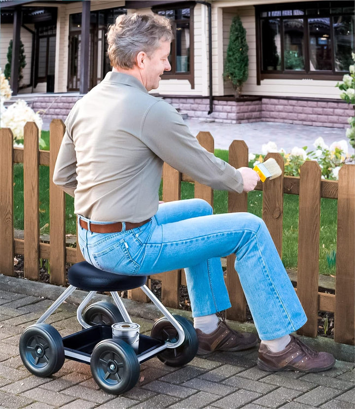 Maximex Rollsitz Secura - für Haushalt und Garten, Metall, 52 x 40 x 41 cm, Silber