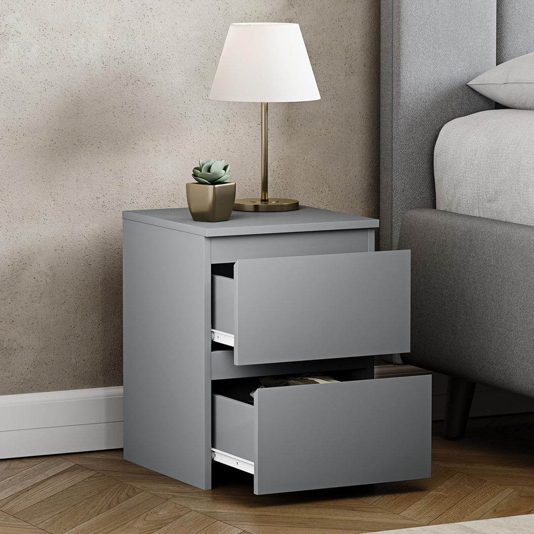 Vida Designs Denver Nachttisch, Kiefer, Grau, H: 40 x W: 29.5 x D: 29.5 cm, Grau