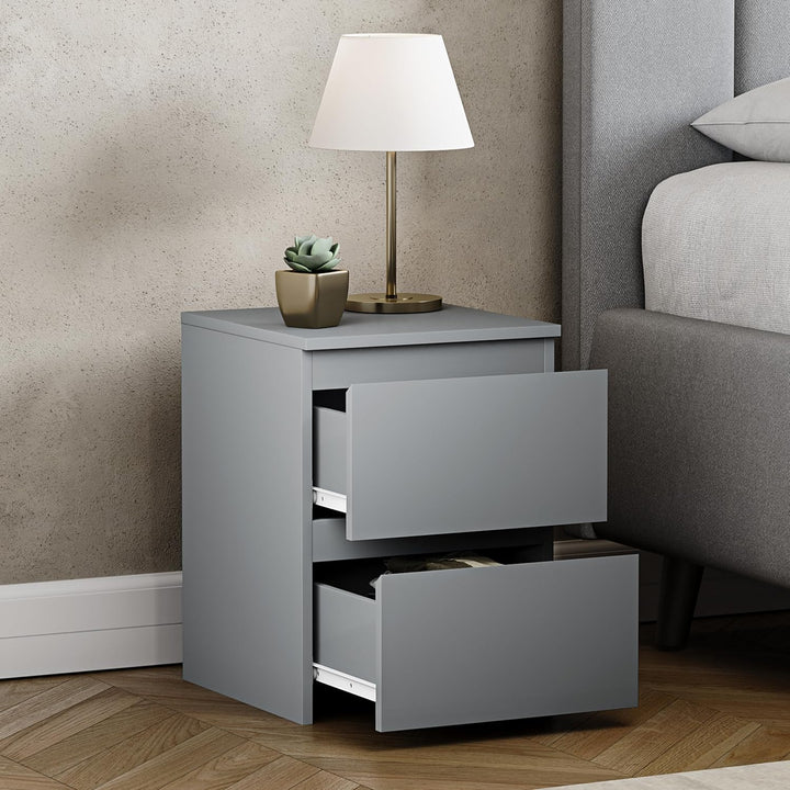 Vida Designs Denver Nachttisch, Kiefer, Grau, H: 40 x W: 29.5 x D: 29.5 cm, Grau