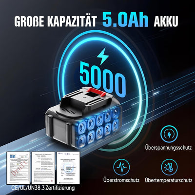 Seesii Kabelloser Elektrohobel mit 5,0 Ah Batterie, Einstellbare Tiefe von 1/8 Zoll, Bürstenloser Mo