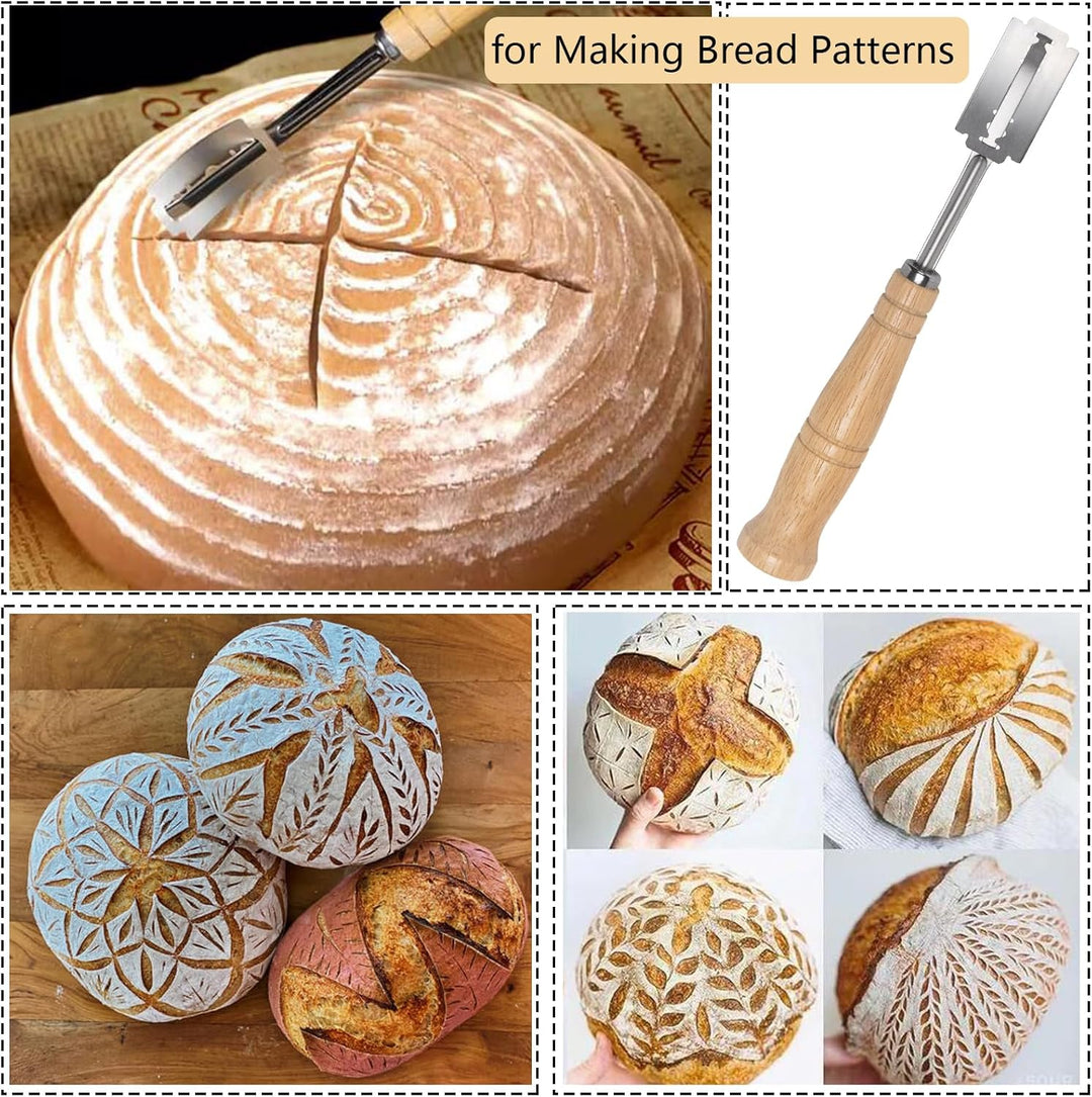 2 Gärkörbchen Rund,Sauerteig Starter Set,Geflochtener Gärkorb aus Baumwolle,Brot Backen Zubehör Mit