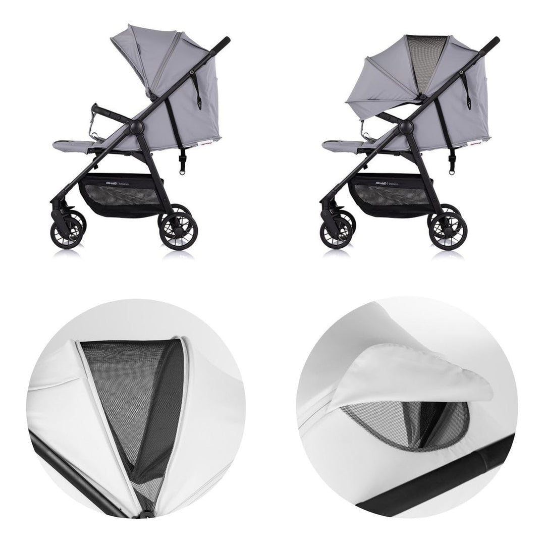 Chipolino Kinderwagen Blossom Stossdämpfer verstellbare Rückenlehne Korb bis 22kg grau, grau