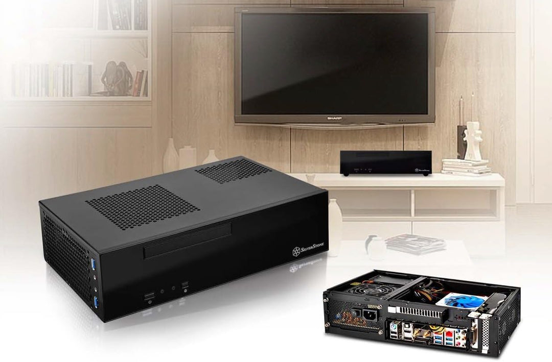SilverStone SST-ML09B - Milo Mini-ITX kompaktes HTPC Desktop Gehäuse, schwarz, SST-ML09B