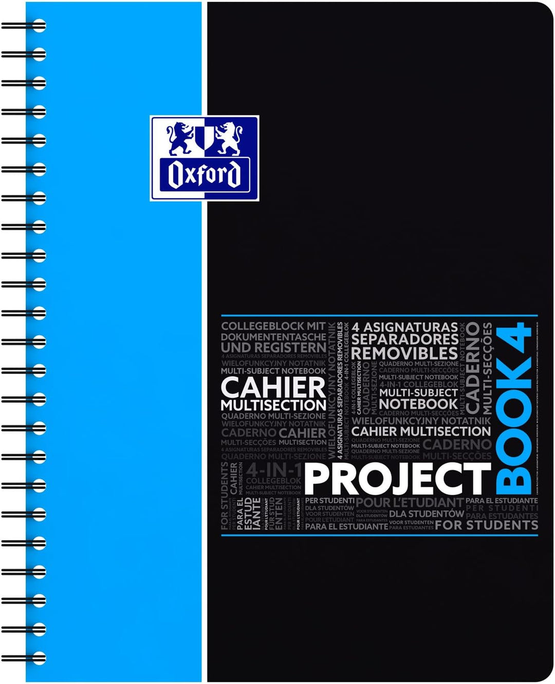Oxford Projectbook A4 Studium Collegeblock kariert 100 Blatt, 5 Stück mit 4 Farben Projectbook karie