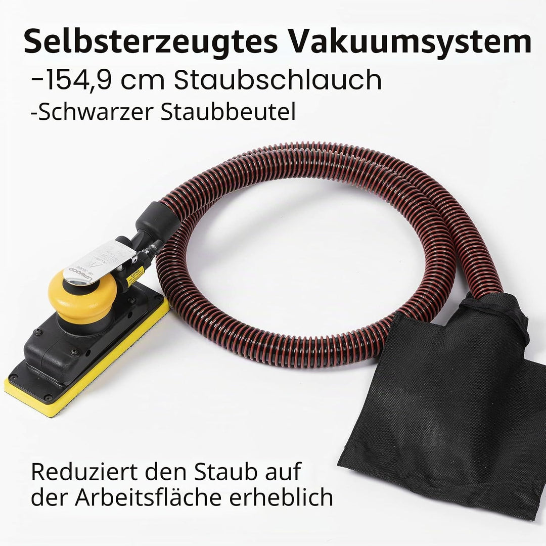 70 mm x 198 mm Selbstvakuum-Luft-Schwingschleifer, 1/8 Zoll Orbit, 10.000 Max OPM Staubbeutel Stil m