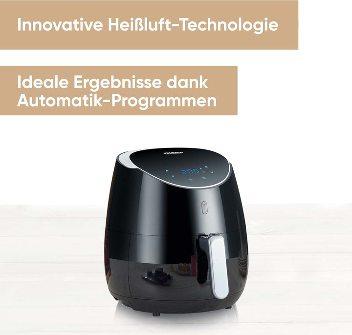 SEVERIN FR 2445 XXL-Heissluftfritteuse (2.000 W, 5 L Kapazität, 1.500 g Frittiermenge), 5 Liter