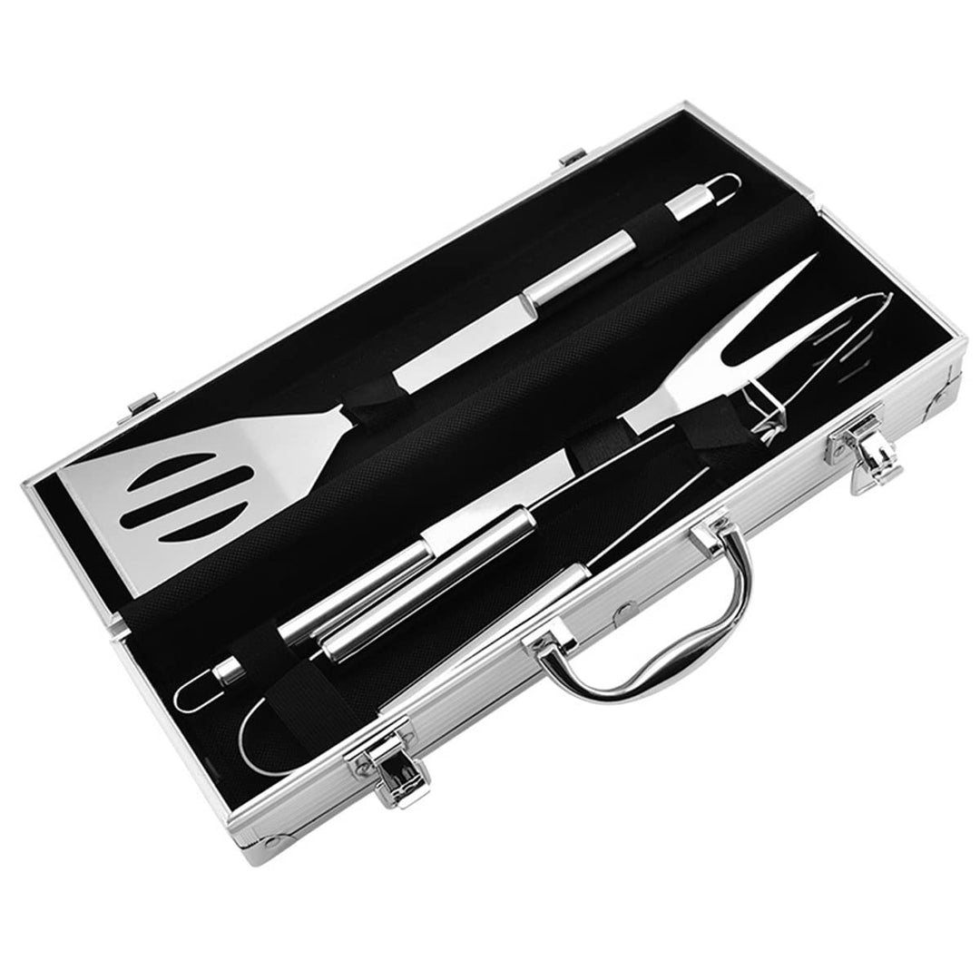 Grill Zubehör, Extra Dicke Edelstahl BBQ Utensilien, 3 Stück Grill Werkzeuge mit Fall-Spachtel, Gabe