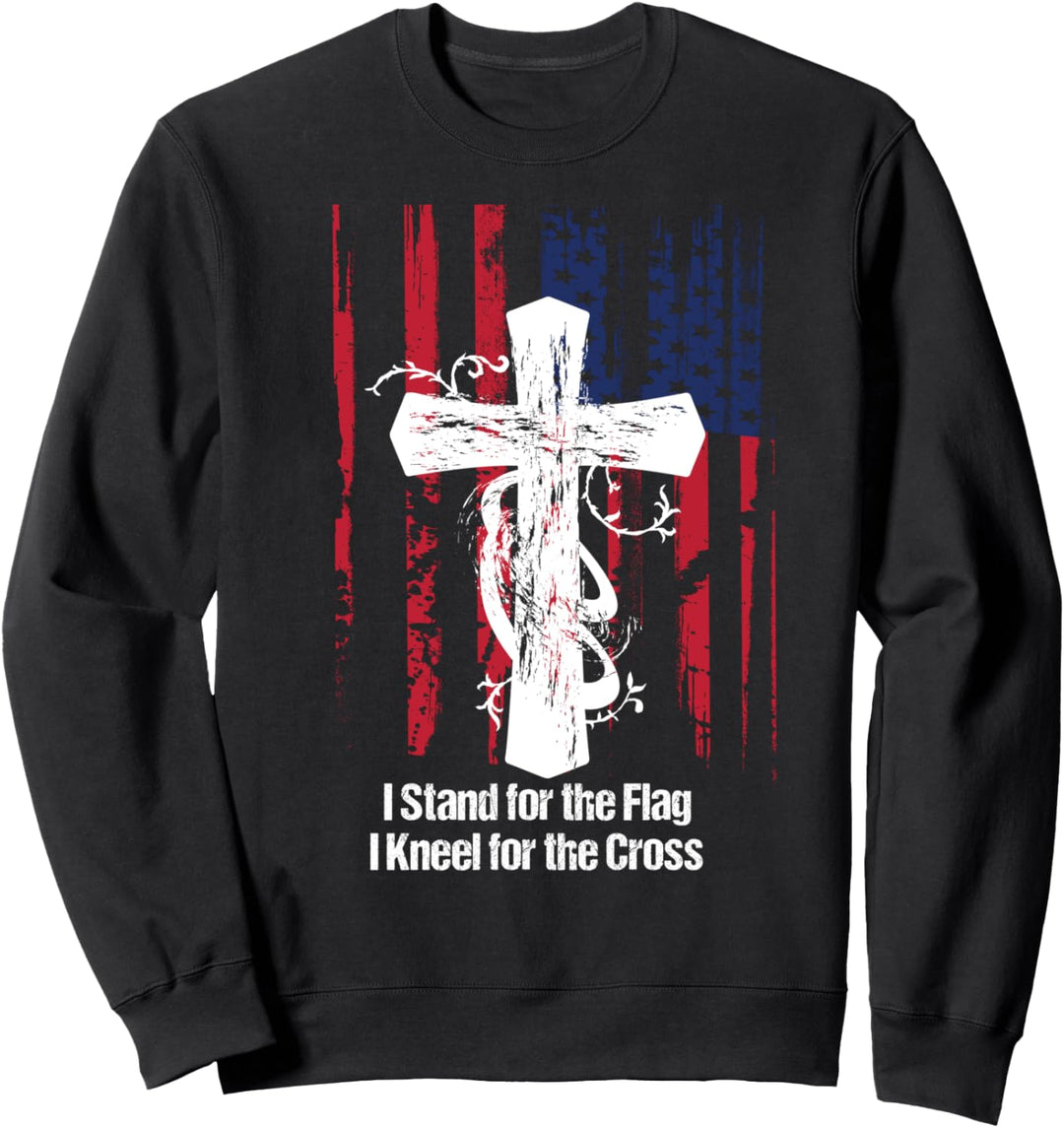 Proud USA Quote I Stand for the Flag and Kneel for the Cross Sweatshirt
