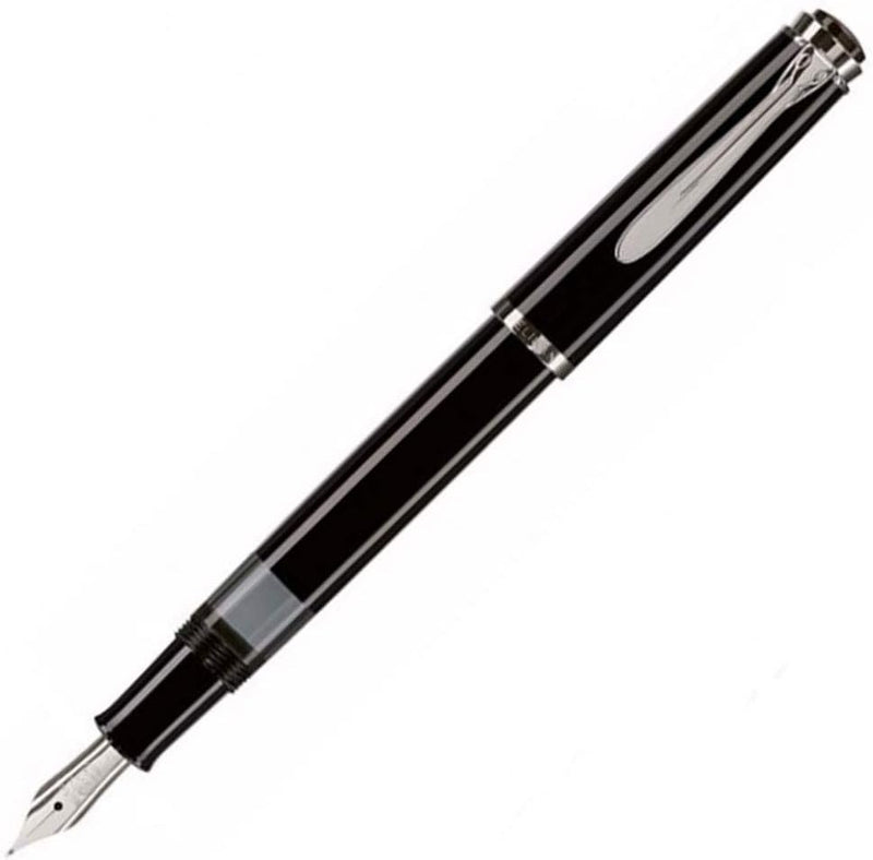 Pelikan Füllhalter Classic 205, Schwarz, Feder M (mittel), hochwertiger Kolbenfüller im Geschenk-Etu