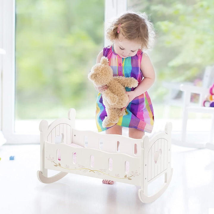 ROBUD Baby-Puppenbett aus Holz, Baby-Puppen-Bett-Spielzeug, passend für bis zu 45,7 cm grosse Puppen