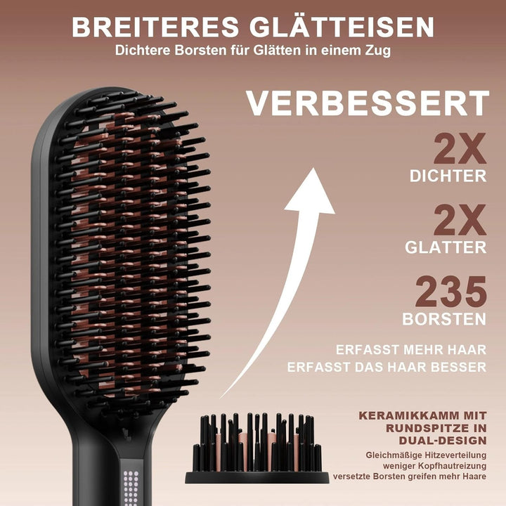 Glättbürste Ionen Haarglätterbürste, iToncs Glätteisen und Haarbürste 2 in 1, Verbrühungsschutz & Sp