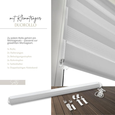 Home-Vision® DuoRollo Klemmfix, Doppelrollo ohne Bohren mit Klämmträgern, Rollos für Fenster und Tür