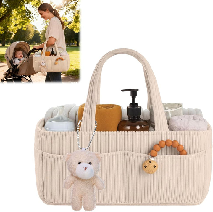 Wickeltasche Organizer, Tragbarer Wickelkorb mit Fächern & Griffen, Large Wickel Organizer, Diaper C