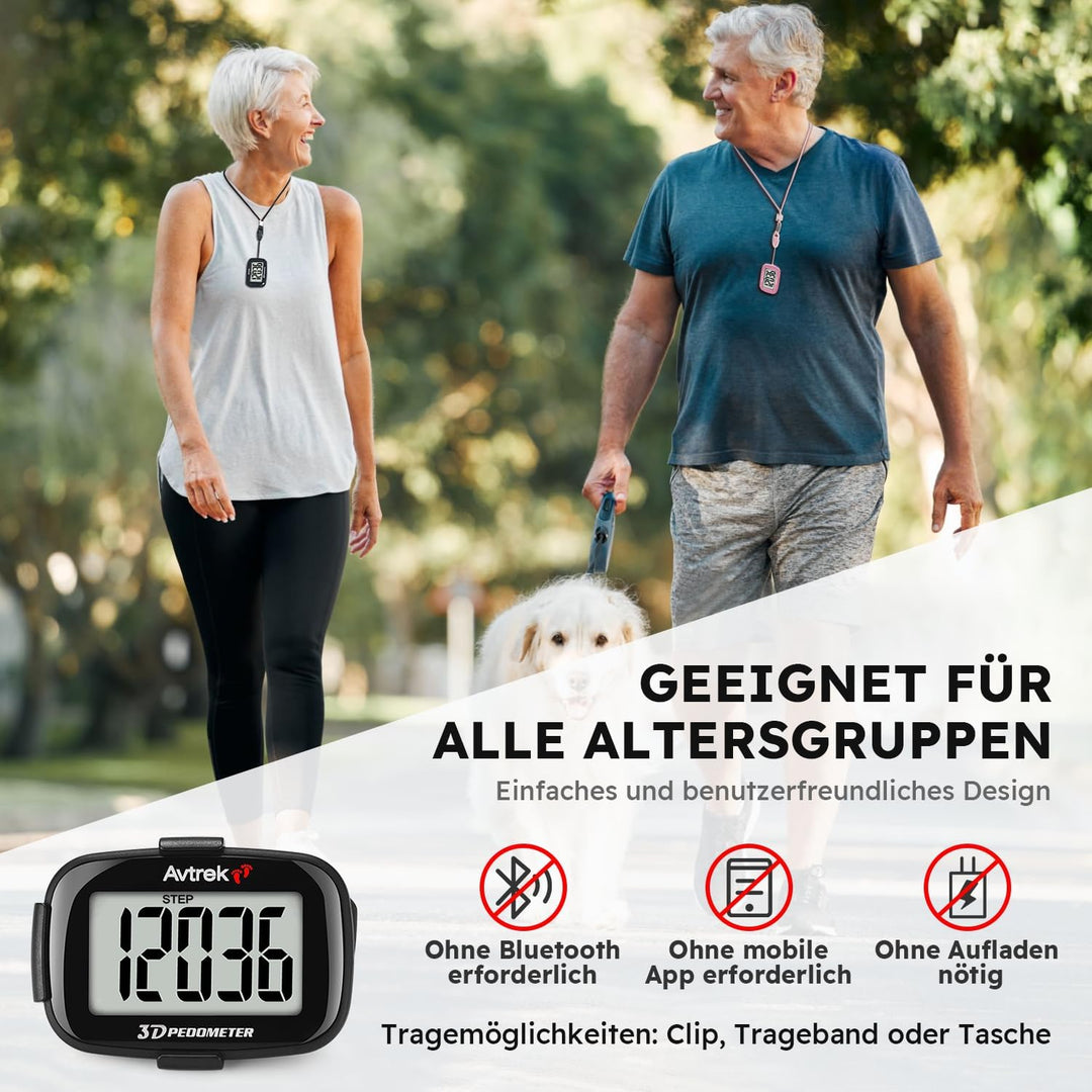 AVTREK Präziser 3D-Schrittzähler Mini-Schrittzähler für Walking oder Laufen im Freien Wanderaktivitä
