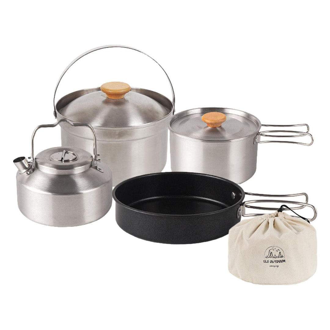 Outdoor Kochgeschirr Set, Camping Kochgeschirr Set aus Edelstahl, Faltbare Kochtopf Hängetopf Wasser